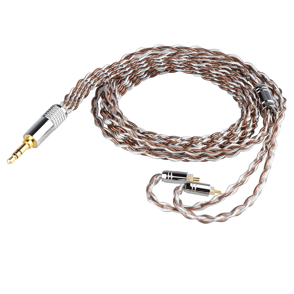Tripowin Perles IEM Cable 8 Core Silver-plated OCC Copper + 19 Wire Braided Earphone Cable with PVC Outer Layer, 28 AWG Litz Structure for Audiophile KZ ZS10 PRO AS10 TINHIFI T2 QDC 2pin MMCX
